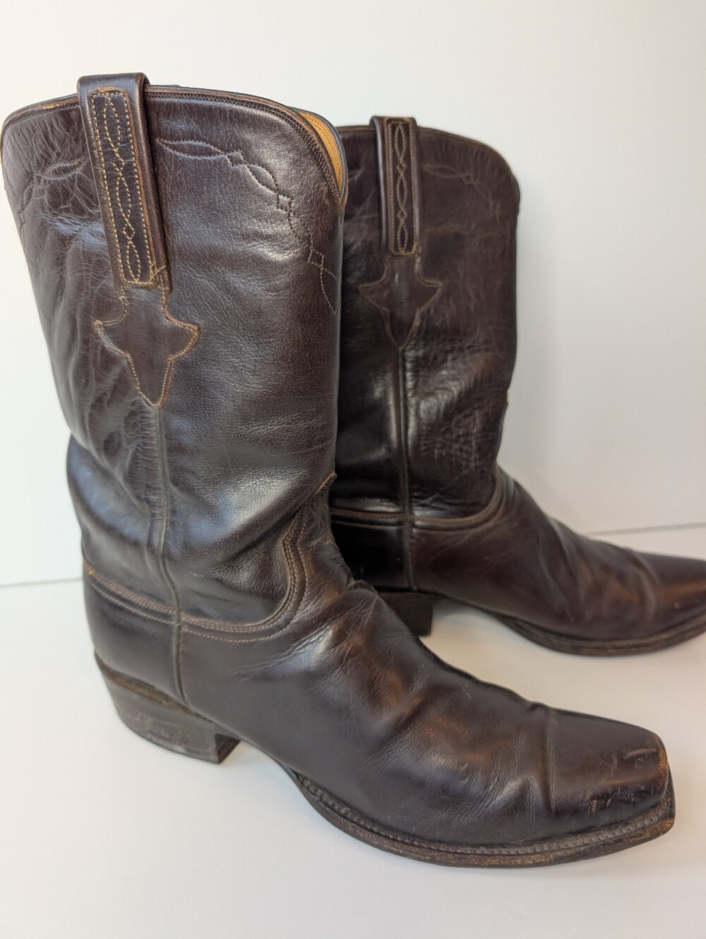 Vintage Lucchese Classics Handmade Dark Brown Leather Boots Mens Size 10D
